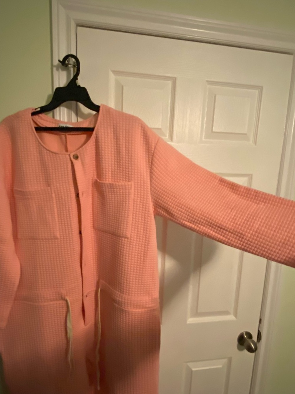 Peach Waffle-Knit Jumpsuit Romper - Picture 3 of 5